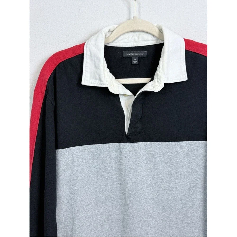 Banana Republic Long-Sleeve Colorblock Rugby Shirt Embroidered Under Collar M